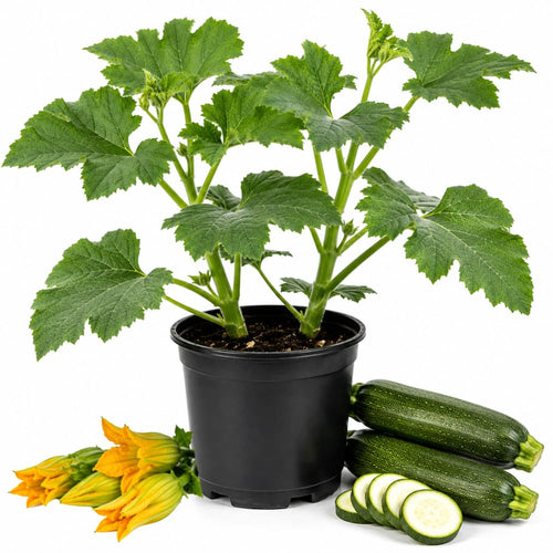 2PPP Green Zucchini Live Plants, 4-6" Tall in 4" Pot, Vegetable Plant