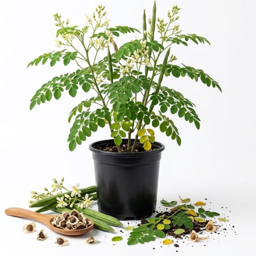 Moringa Oleifera Live Plant, Hardy Perennial Herb Tree, 4 Inch Pot