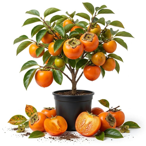 1 Pot Persimmon Tree Live Plant, Well-Rooted Fruit, 6-12" Tall