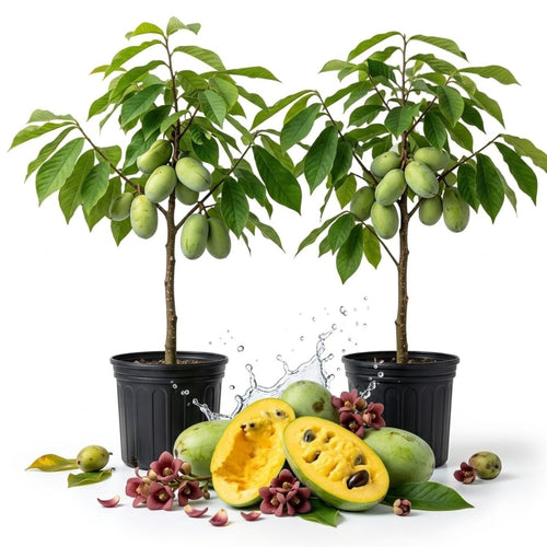 2 Pawpaw Trees Live Plants, Cold Hardy Fruit Tree, 6-12 Inch Tall