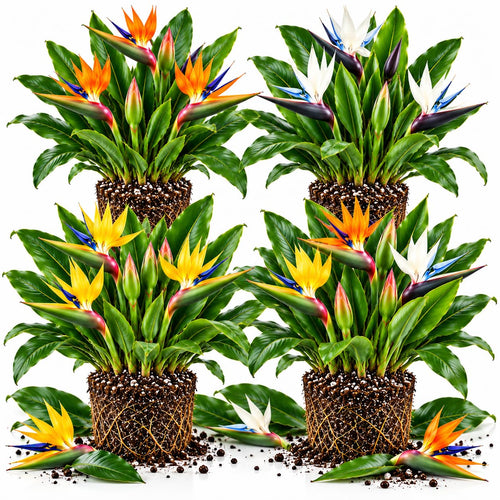 4 Mixed Bird of Paradise Live Plants, Strelitzia Reginae, 4-8 Inch Tall