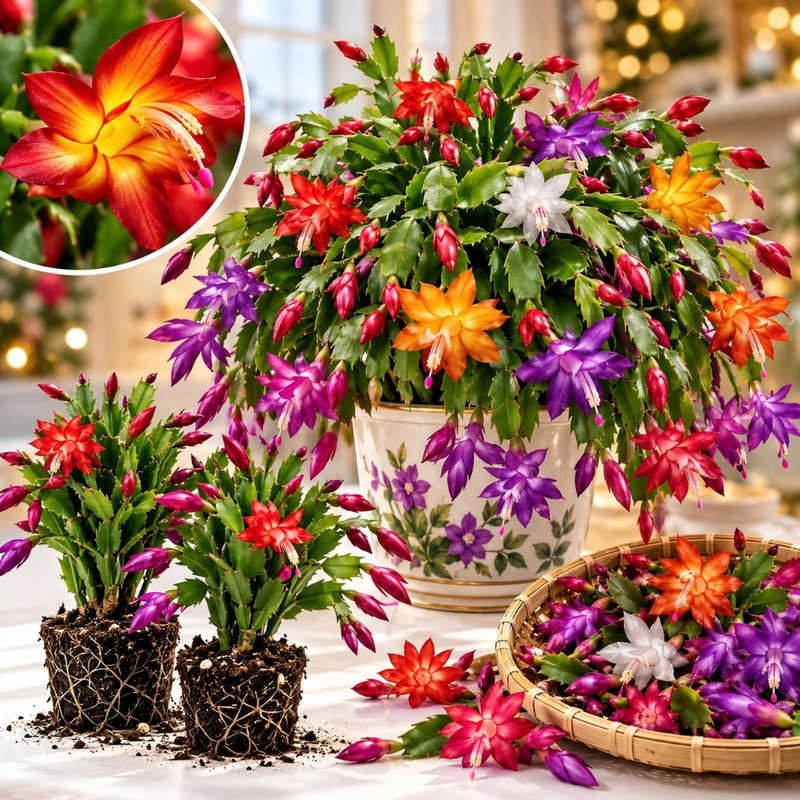 4 Christmas Cactus Plants Live, 4-7 Inch Tall (Random)