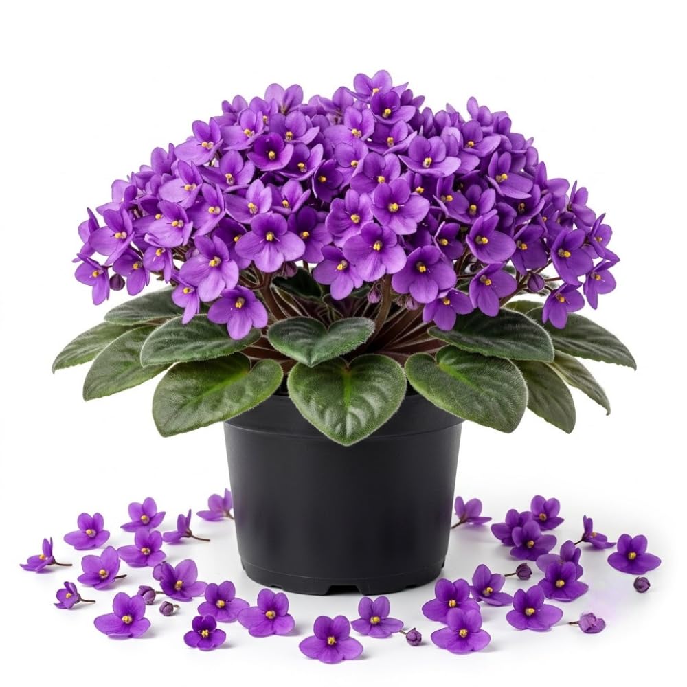 Purple African Violet Plant Live, Purple Violet Flower, 3-5 Inches Tall