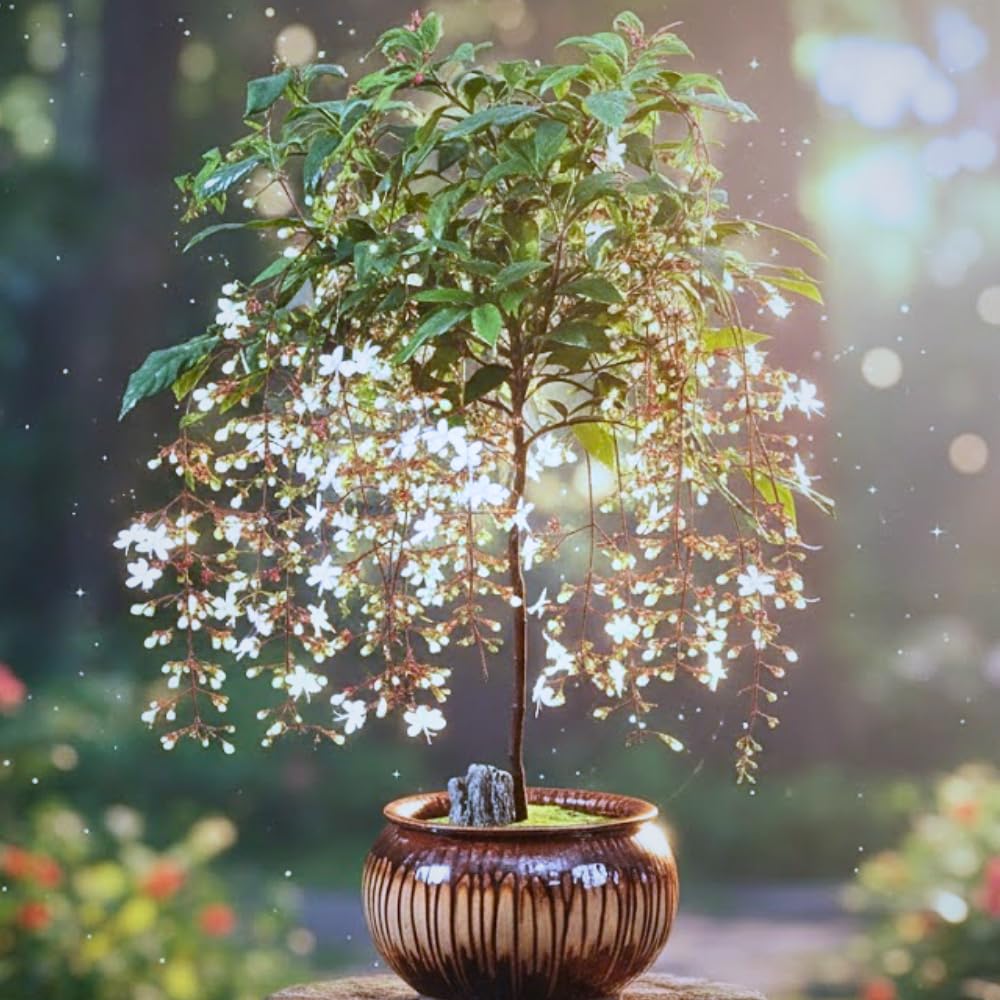 Live Clerodendrum Wallichii Plant, White Flowering Clerodendrum Smithianum for Indoor or Outdoor Growing, Chain of Glory Vine, 5-9 Inch Tall