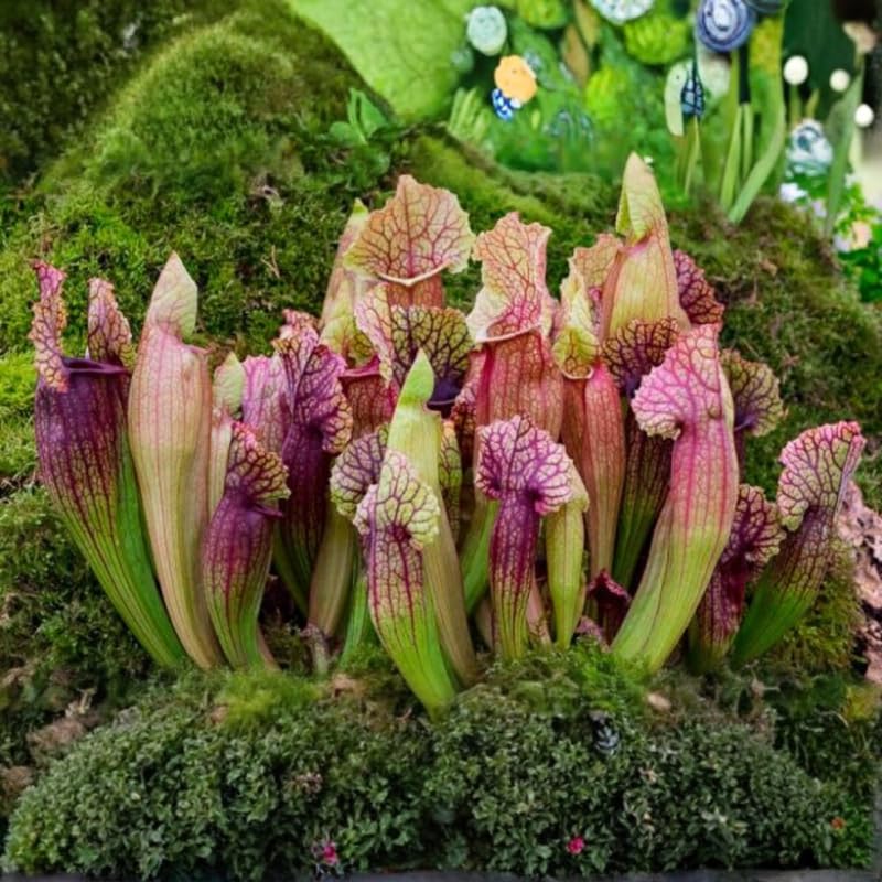 Purple Nepenthes Pitcher Plant Live in Pot, Pond Plant, Exotic Tropical for Indoor Outdoor Décor, Easy to Grow, Rare Variety, 7 Months Old