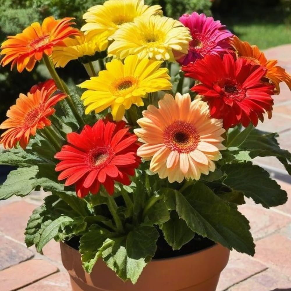 Mix Gerbera Daisy Plants Live, Assorted Daisy Plant, 5-7 Inches Tall, Colorful Perennial Plant, Bright Blooms for Indoor Outdoor Growing