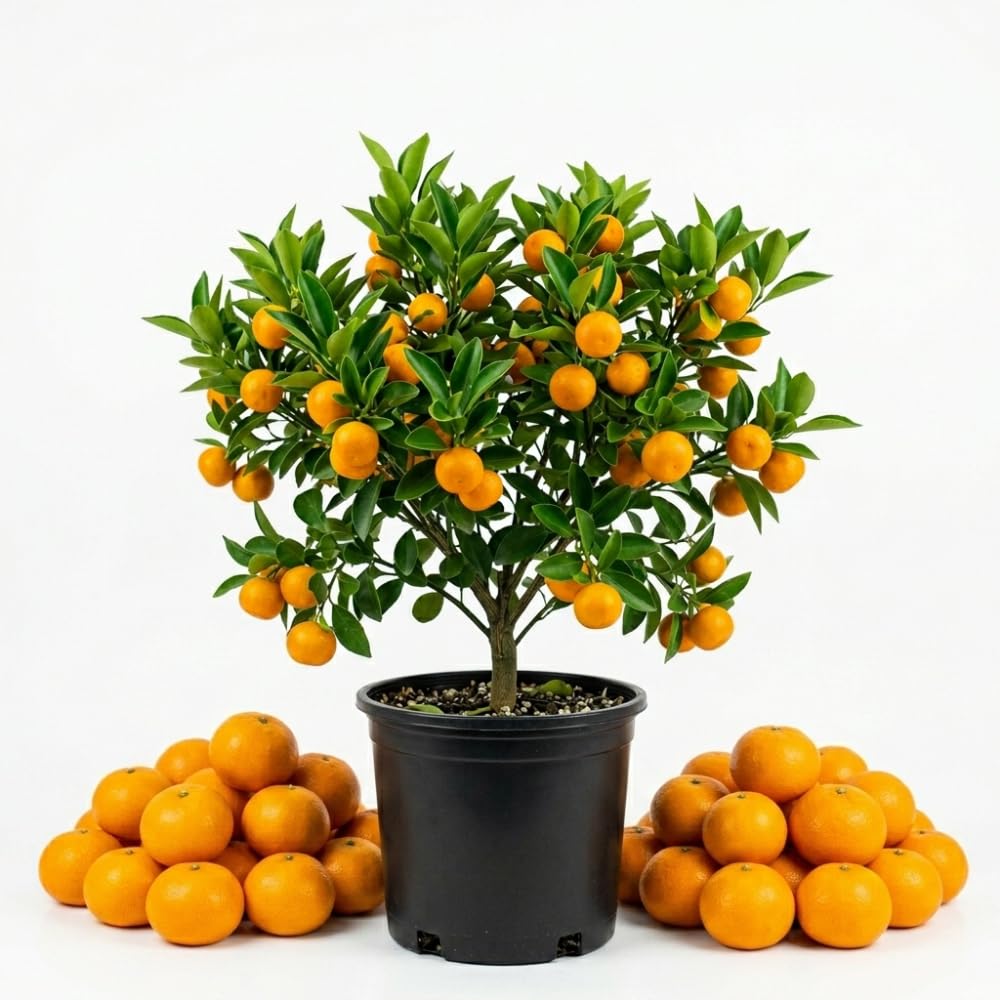 Mandarin Orange Tree, Sweet Seedless Mandarin Plants Live, 1.5 Years Old Tree, Fragrant Citrus Trees for Patio and Outdoor Garden