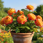 Rose Live Plant, Roses Flower Plant, Fragrant Flower for Planting, 4-6 Inches Tall, Bush Shrub Plants, Well Rooted, Ready to Grow (Orange Rose)