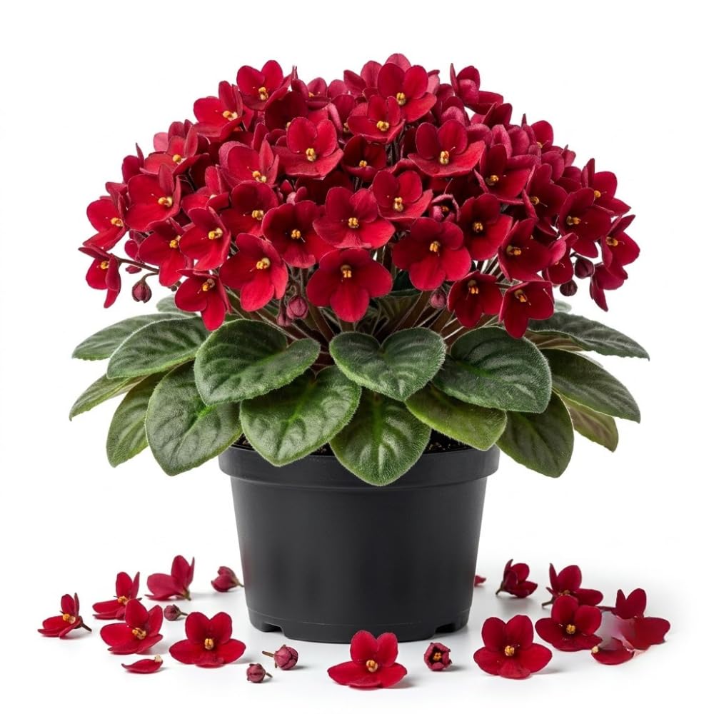 Red African Violet Plant Live, Red Violet Flower, 3-5 Inches Tall