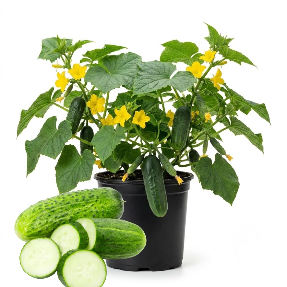 Set 2 Green Cucumber Plants Live, 4-7'' Tall, Vine Vegetable Plant Starter