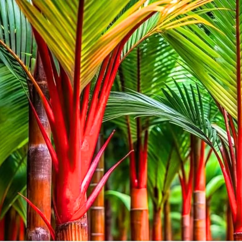Palm Tree Live Plant, Fully Rooted in 3 Gallon Pot, Rare Tropical Plant Live for Indoor or Outdoor Growing, Red