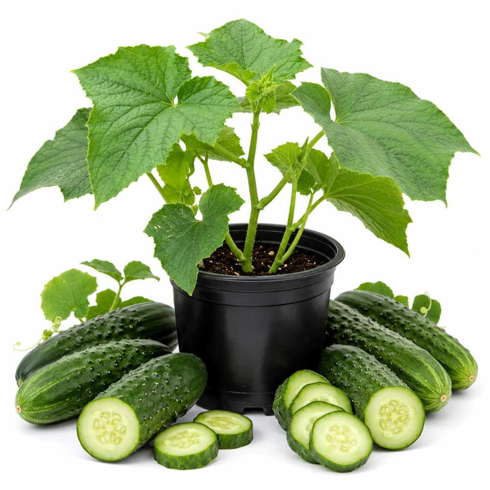 2PPP Cucumber Live Plants, Cucumber Vegetable Plant for Outdoor Planting