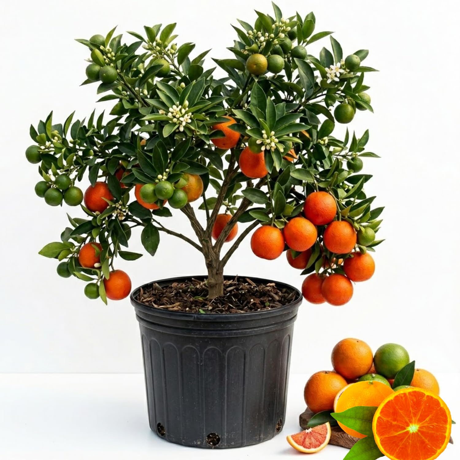 Orange Tree Live Plant, Red Navel Orange Plant Live, 1 Gallon Pot, Citrus Fruits Tree Garden, No Ship to CA