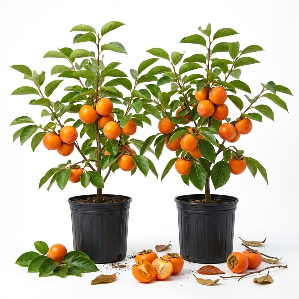 2 Persimmon Trees Seedlings, Well-Rooted Fruit Tree, 8-12 Inch Tall