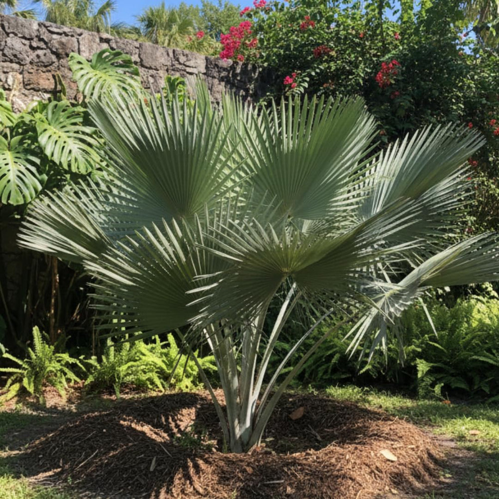 Palm Tree Plant, Live Tropical Palm Tree, Fully Rooted in 3 Gallon Pot, Ready for Outdoor Planting (Silver Blue Palm)