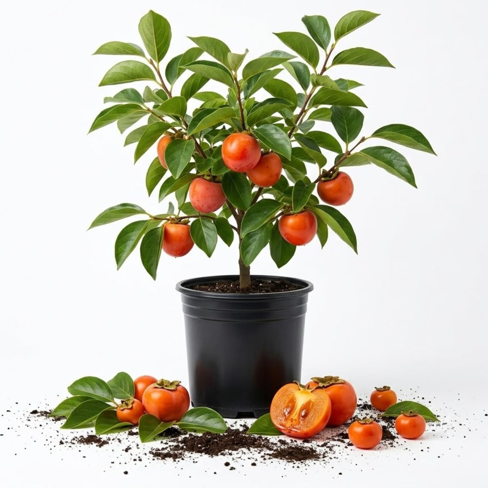 1 Pot Persimmon Tree Plant Live, Well-Rooted Fruit Tree, 6-12" Tall