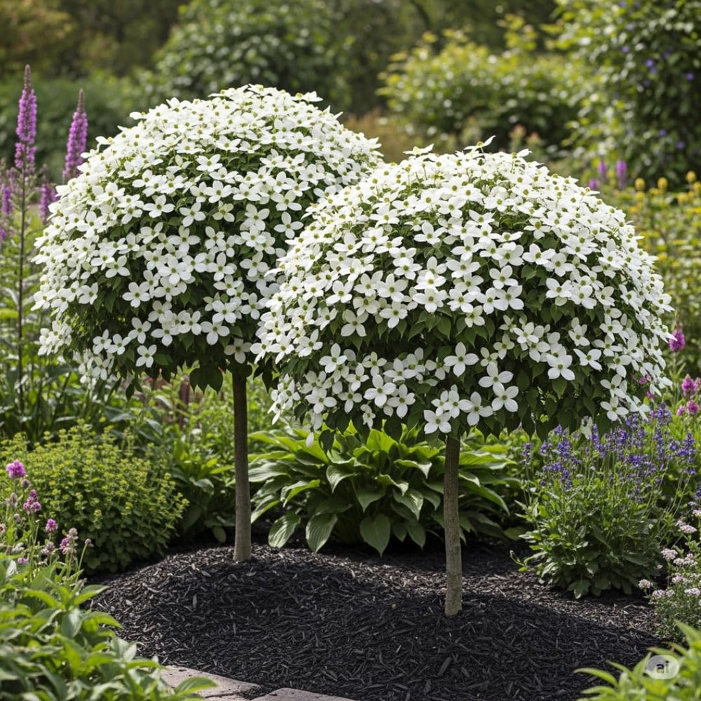 Pack 3 Kousa Dogwood Trees Live Plants, 12 to 24 Inc Tall in Quart Pot, White Flowering Kousa Dogwood Trees Shrubs Bushes for Planting Outdoors