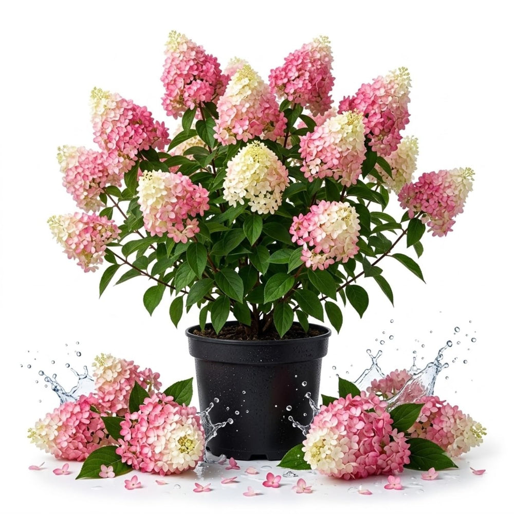 2 Pink White Hydrangea Plants Live, Landscape Flower Shrub, 6-12 Inch Tall