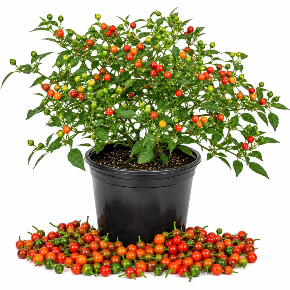 Chiltepin Pepper Live Plants, Hot Chili Pepper Plant, 4-7 Inch Tall in Pot
