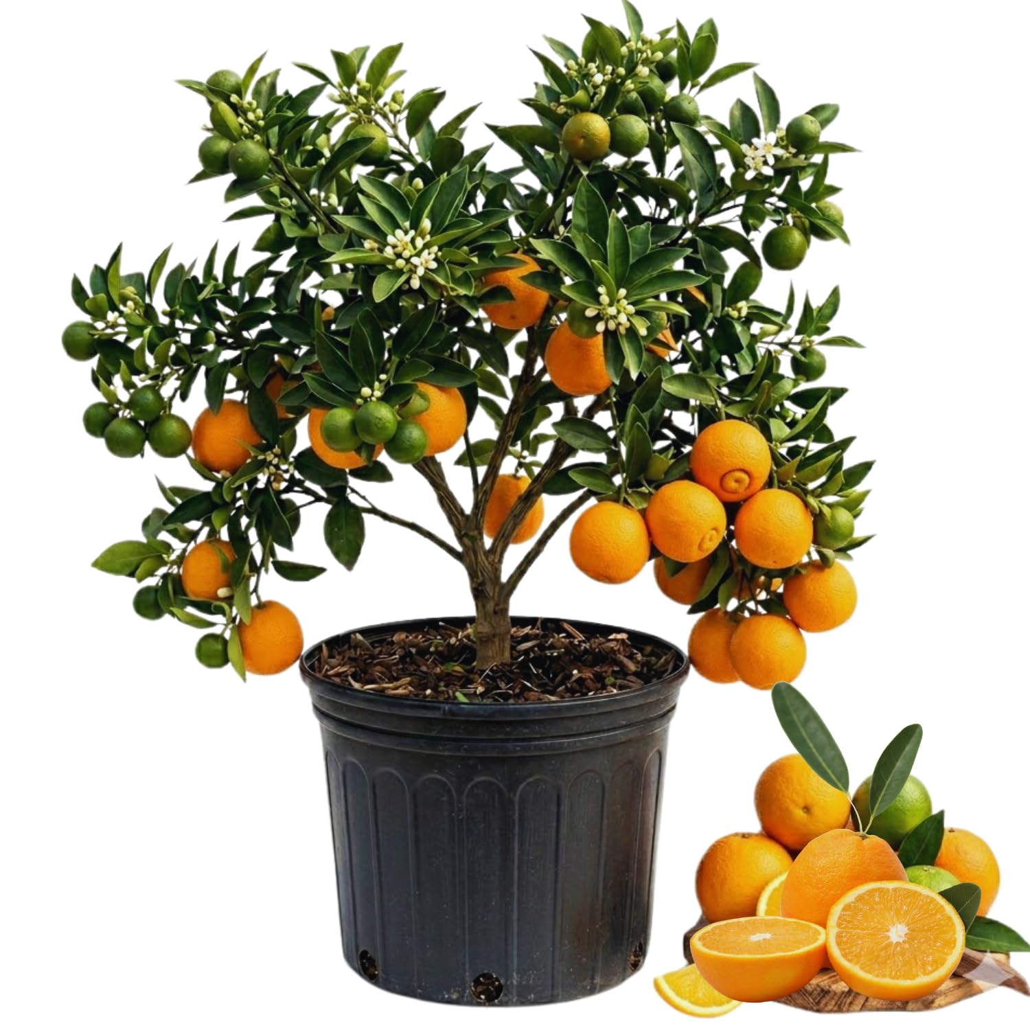 Orange Tree Live Plant, Navel Orange Plant Live, 1 Gallon Pot, Citrus Fruits Tree Garden Outdoor, No Ship to CA