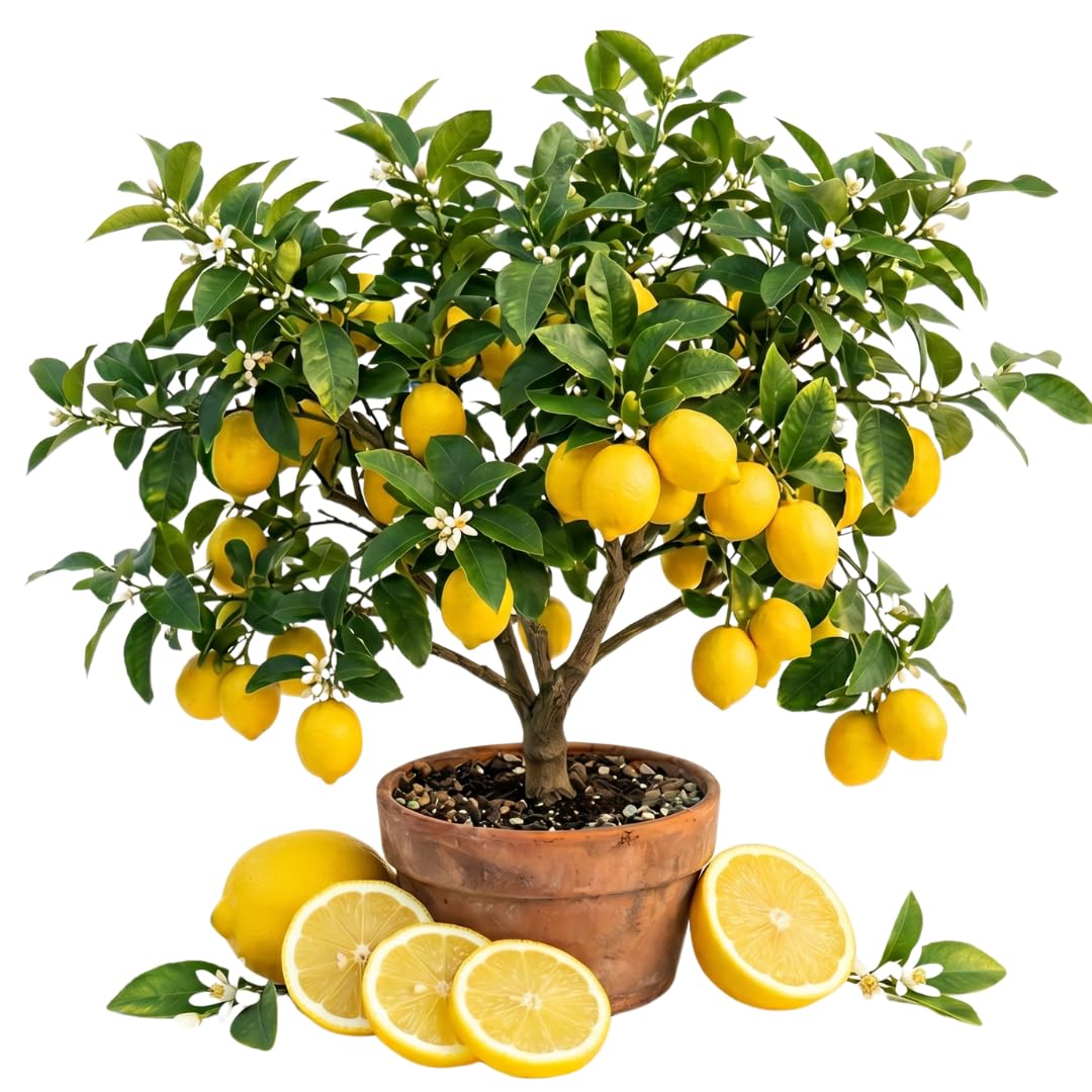 Live Grafted Meyer Lemon Tree Plant, 2 Feet Tall, Fragrant Citrus Tree, Fragrant Yellow Fruit Plant for Indoor or Outdoor Growing