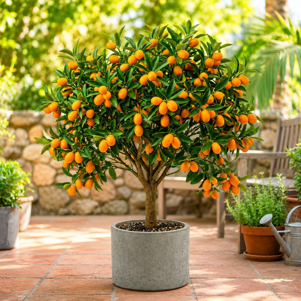 Sweet Meiwa Kumquat Tree Plant Live, 1-2 Years Old in 1 Gallon Pot, Fast-Growing Orange Citrus for Spring Planting Indoor Outdoor