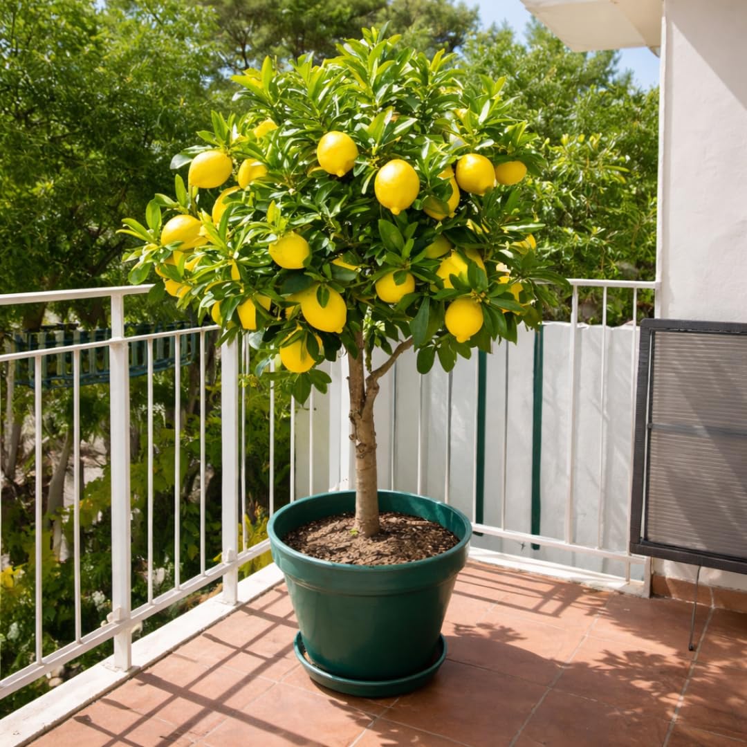 Meyer Lemon Bush Live Plant, Air Layered Lemon Tree, Fragrant Yellow Citrus Tree in 1 Gallon Pot, Suitable for Patio, Container, Indoor or Outdoor Growing