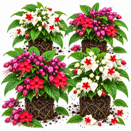 4 Mixed Bleeding Heart Plants Live, Clerodendrum Climbing Flower, 5-10"