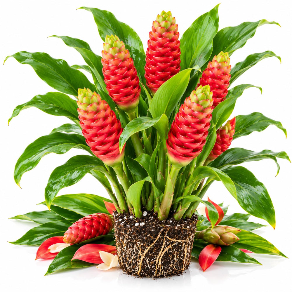 Red Awapuhi Shampoo Ginger Plant Live, Zingiber Zerumbet, 4-8" Tall