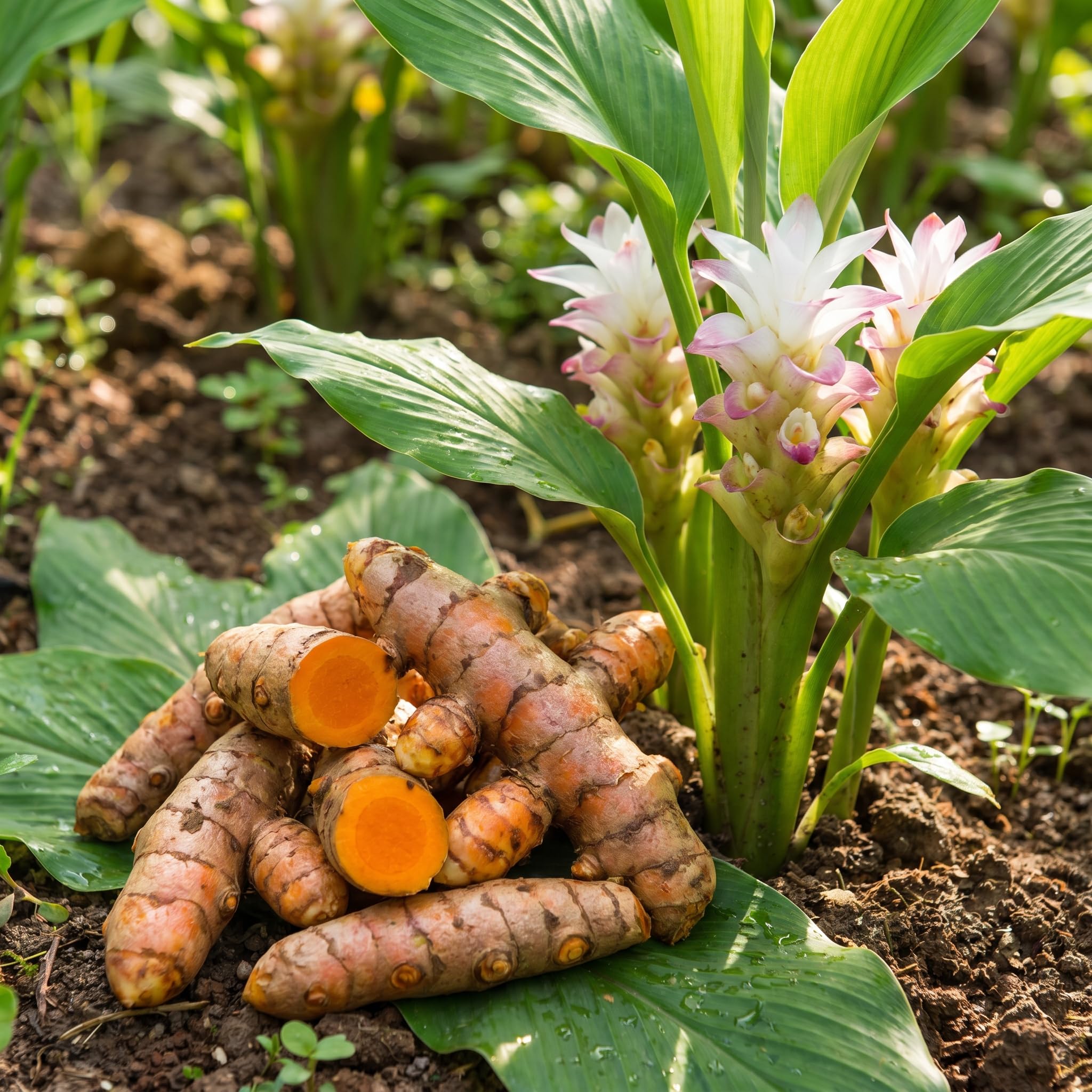 15 Turmeric Roots for Planting, Curcuma Turmeric Rhizomes for Garden, Tropical Herb Root for Outdoor Growing or Container Gardening