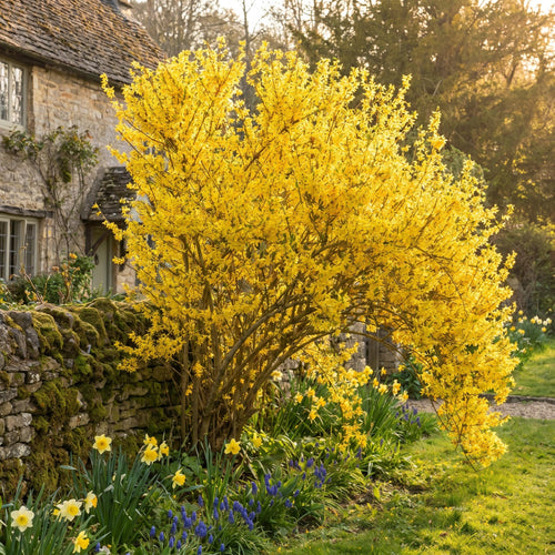 2 Lynwood Forsythia Plants Live in 4'' Pot, Lynwood Gold Forsythia Flowering Shrubs 6-10 Inch, Hardy, Winter Dormant, Outdoor Growing
